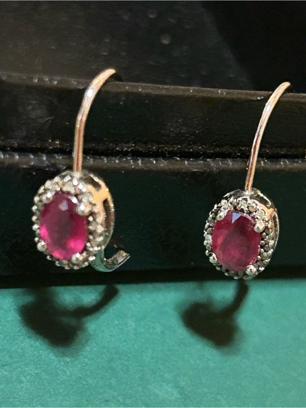 Sterling Silver Ruby Halo Drop Earrings